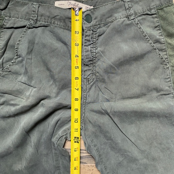 Zara Trafaluc Army Green Loose Trousers w/ Mesh Side Stripe Size 6 - Picture 9 of 13